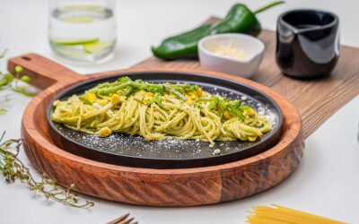 Spaghetti with poblano cream